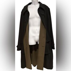 ARMANI COLLEZIONI CAR‎ COAT WATER REPELLENT BLACK LINED ADJ WAIST ITALY 🇮🇹 48